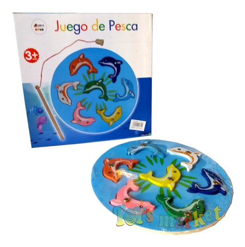 Imagen 5 de 5 de Juego De Pesca En Madera Didáctico Imantado Encastre Magic