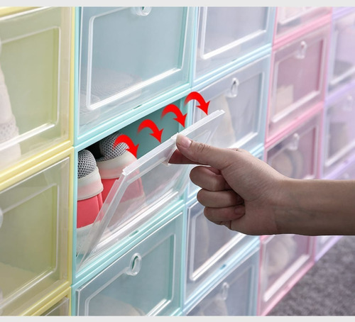 Imagen 6 de 10 de Pack 6 Caja Zapatos Organizador Armable Apilable Almacenaje