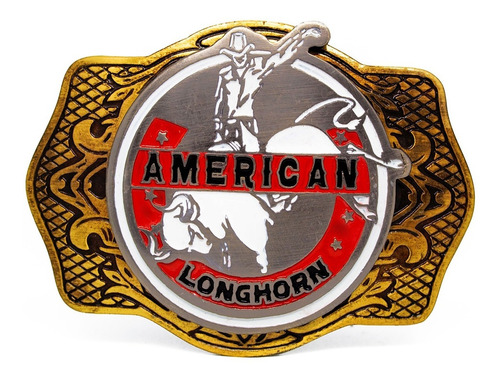 Fivela Peao Longhorn American Country Original Ouro Velho