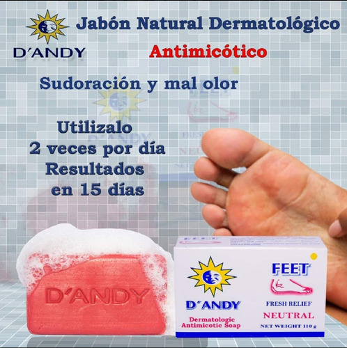 6 Pack Jabón Natural Dermatológico Antimicótico, Dandy