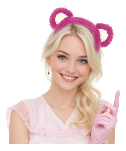 Wittocs- Diadema Con Orejas De Oso Rosa Y Rojo, Diadema De