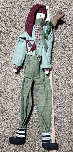 Farmhouse Prim Tall Long Leg Primitive Snowman Doll Star Bbc