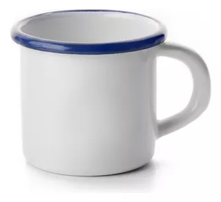 Taza O Cacillo De Peltre Blanco Con Azul(300 Ml) Marca Ibili