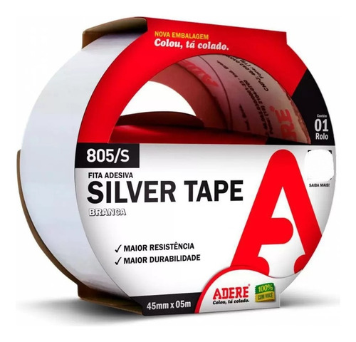 Fita Adesiva Silver Tape 45mm X 5m Adere Cor Branca