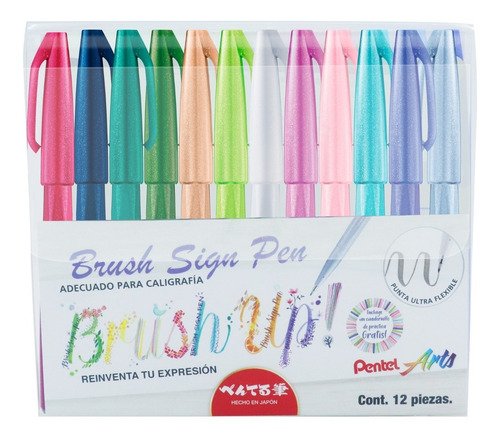 Imagen 1 de 4 de Plumin Brush Sign Pen Pentel Ses15c-m2-12est