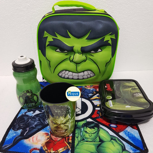 Set Hulk, Lunchera Original 3d + Accesorios Merienda!