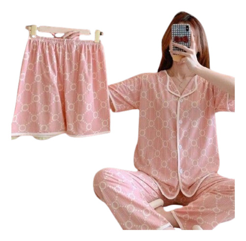 Pijama Para Mujer 3 Piezas Modelo Coreano Verano 