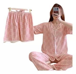 Pijama Para Mujer 3 Piezas Modelo Coreano Verano