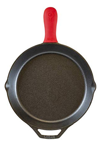 Sarten De Hierro Fundido Con Mini Mango Rojo De Silicona