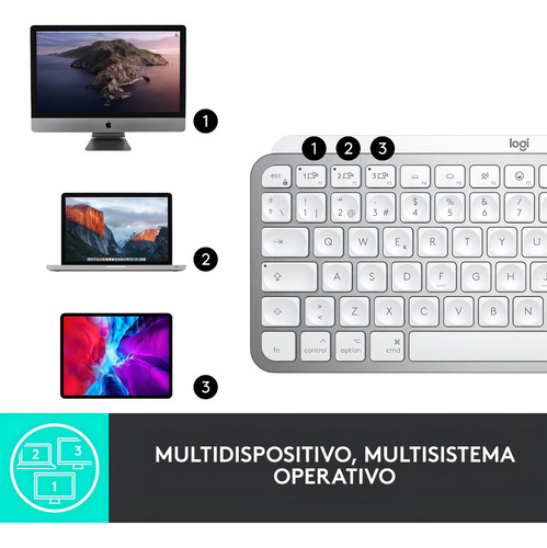 Teclado Logitech Mx Keys Mini Pale Grey Iluminado- Revogames Gris Pálido Español