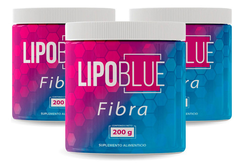 Kit De 3 Fibra Para Bajar De Peso Lipo Blue 50 G Sabor Sin sabor