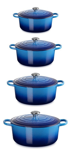 Kit Le Creuset 4 Panelas Redondas 20 22 24 26cm Azure Blue