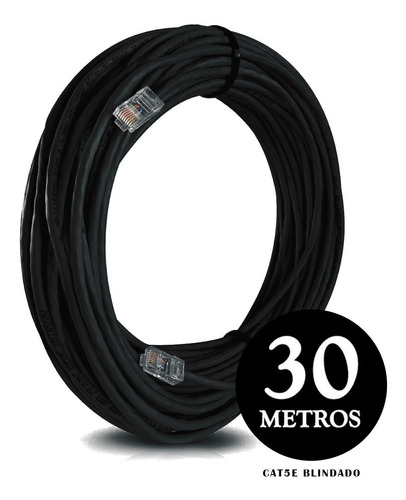  Cabo De Rede Cat5e Blindado 30 Metros 100% Cobre Homologado