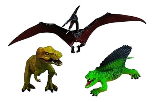 Set X3 Dinosaurios Figura T-rex Volador Coleccion Dinos Ed