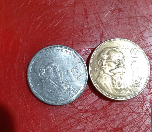 2 Monedas 1986 Año Internacional De La Paz Y 1990 Venustiano
