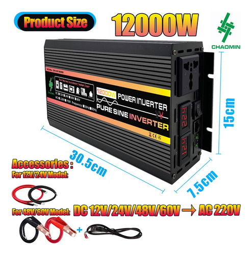 Inversor De Onda Sinusoidal Pura De 12000w Cc 24v Ac220