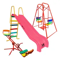 Comprar Combo Tobogán Infantil 5 Escalones Pvc + Subey Baja + Hamaca Color Tobogan Rosa - Hamaca Rojo