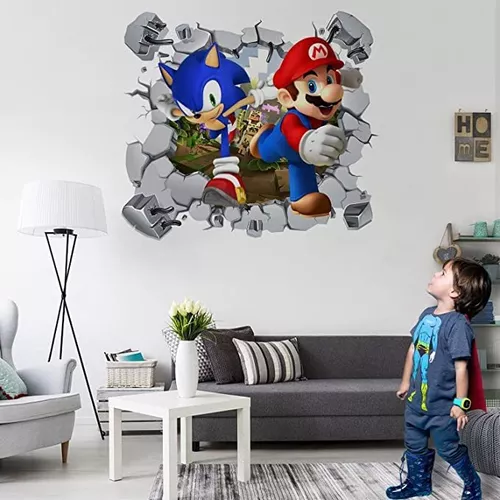  Mario Wall Stickers, Cartoon Game Wall Decals Sonic