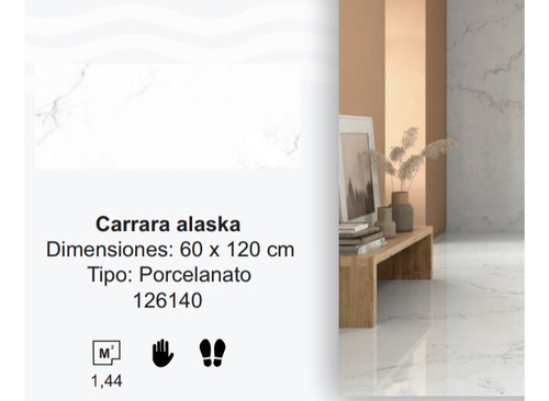 Aq Porcelanato Español Carrara Alaska 60x120