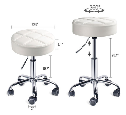 Taburete Con Ruedas Leopard Redondo Ajustable Work Medical,
