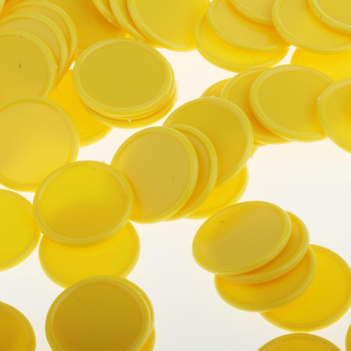 100 Unids Fichas De Chips Plástico Cóncavo Amarillo