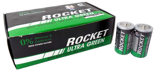 Pilas Baterias Rocket D Tamaño 1.5 Voltios Verde Paquete De 12 Baterias Extra Duración Carbón R6d12