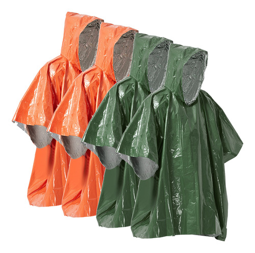 Poncho Emergency Outdoor 4 Mantas Térmicas A Prueba De Lluvi