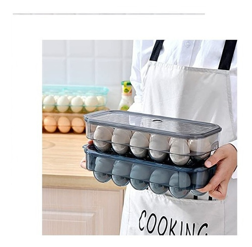Porta Huevos Acrílico Con Tapa Huevera X 16 Huevos Grandes
