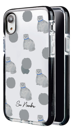 Funda Para iPhone Para Mujer Gatito Gris Con Tu Nombre