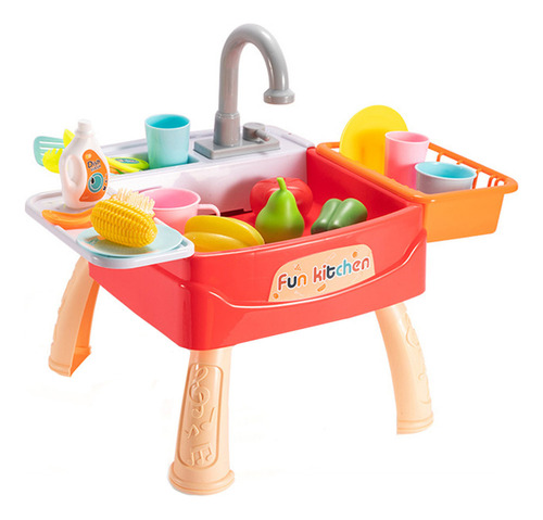 Lavaplatos Eléctrico Para Niños Pretend Play, Color Rojoab