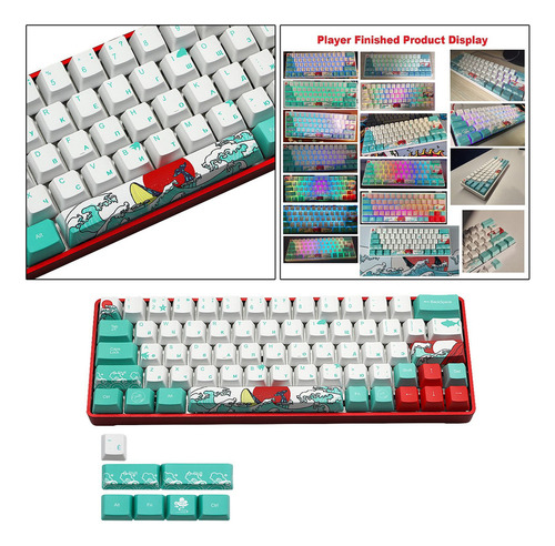 71key Coral Sea Ukiyo-e Dye-sub Pbt Keycaps Set Diy Para