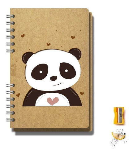 Imagen 1 de 4 de Libreta Panda Corazones Adrgb260