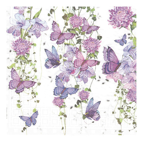 Imagen 3 de 6 de Servilletas Decoupage Mariposas Y Flores Lila Laura Craft
