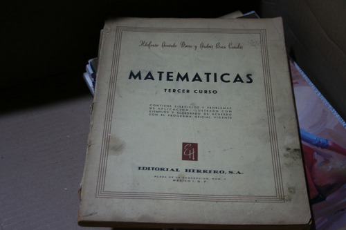 Matematicas Tercer Curso , Alfonso Acevedo , Año 1963