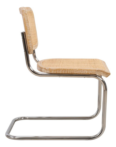 Silla Natural/beige Rattán Y Madera Bauhaus