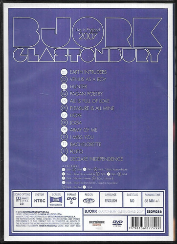 Imagen 2 de 3 de Bjork Album Glastonbury Live In England 2007 Dvd Nuevo