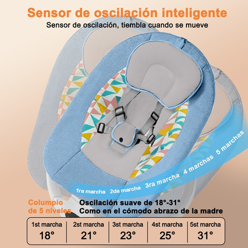 Mecedora 3en1 Bebé: Silla Comer+mosquitero Con Usb/cargador , Hamaca Para Bebé Con Mosquitera, Silla Mecedora Para Bebe, Silla Acolchada Multifuncional Para Bebés (azul Claro)