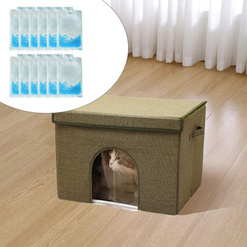 Casa De Gato De Enfriamiento De Verano Con 12 Bolsas De
