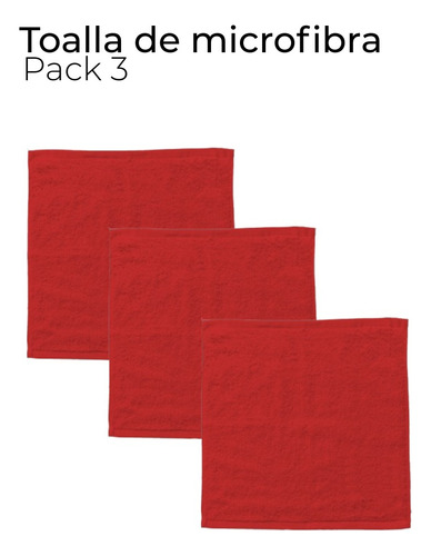 Frydom Pack 3pz Toalla Microfibra Absorbente Y Secado Rápido Rojo Lisa