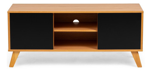 Rack Até 42 Polegadas 2 Portas Em Madeira Mdf 120 Cm Memory Cor Preto