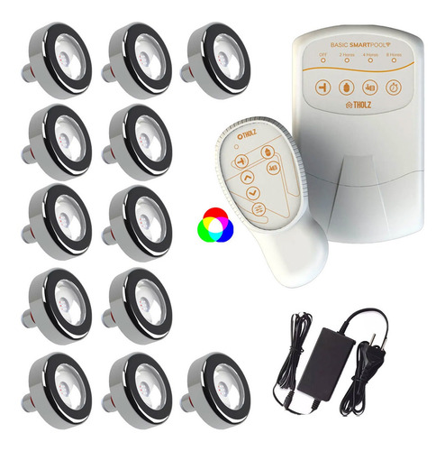 Kit Completo 12 Led 6w Inox 316 Rgb Tholz Basic Smart Pool