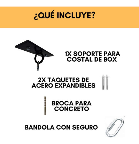 Drid Base Para Costal De Box Para Techo, Soporte Para Costal De Boxeo, Soporta Mas 150kg, Resistente De Uso Rudo, Incluye Kit De Instalación Completo