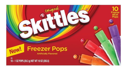 Paletas Heladas Skittles Originales Variado 10 Piezas Usa