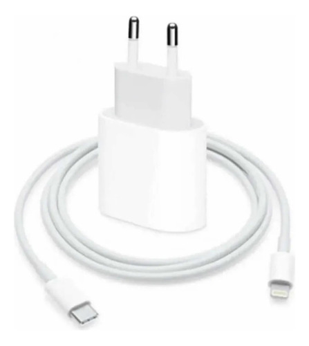 Fonte Usb C 20w Turbo Com Cabo Para iPhone 7 8 11 12 13 Cor Branco