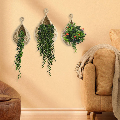 Z Maceta Organizadora De Pared Con Forma De Cesta De Yute Y
