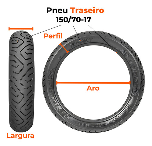 Pneu Traseiro Fazer250 18 A 2024 150-70-17 (+ Largo) Technic