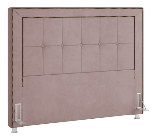 Cabeceira Cama Box Casal 140cm Paolla P02 Veludo Rosê - Mpoz Cor Rosa