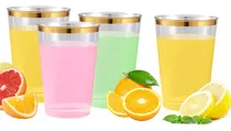 Comprar Paquete De 100 Vasos De Plástico Dorado, Vasos De Plástico T