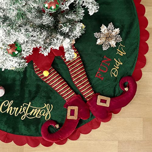 Mz Árbol Navidad Piernas Elfo Falda Árbol Decoraciones