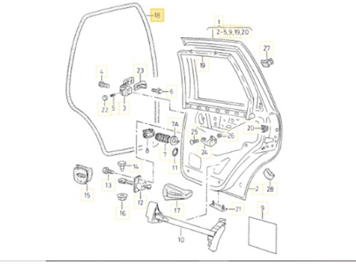 Burlete De Puerta Trasera Derecha Vw Polo 97-02